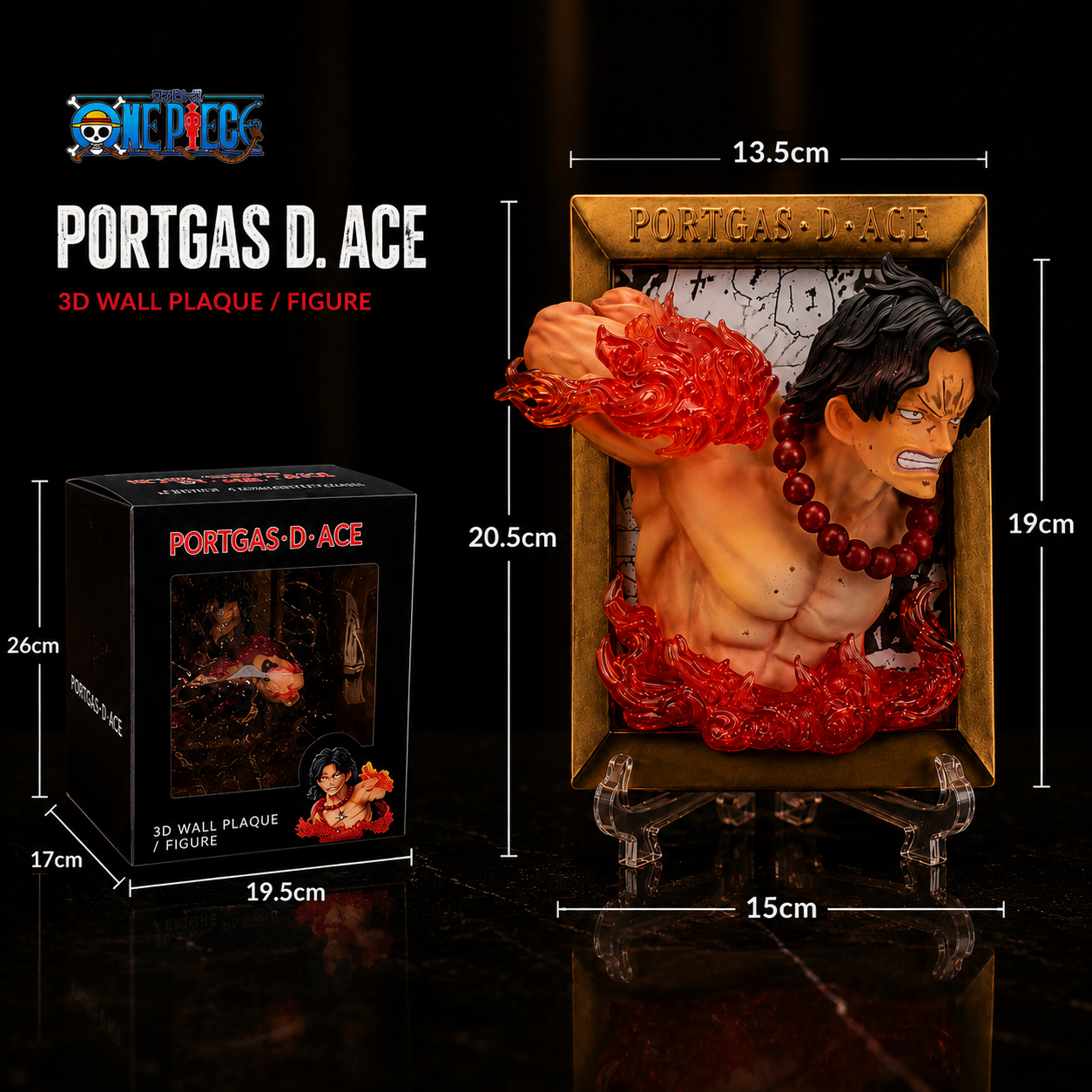 Portgas D. Ace – 3D Wall Plaque / Figure — back view